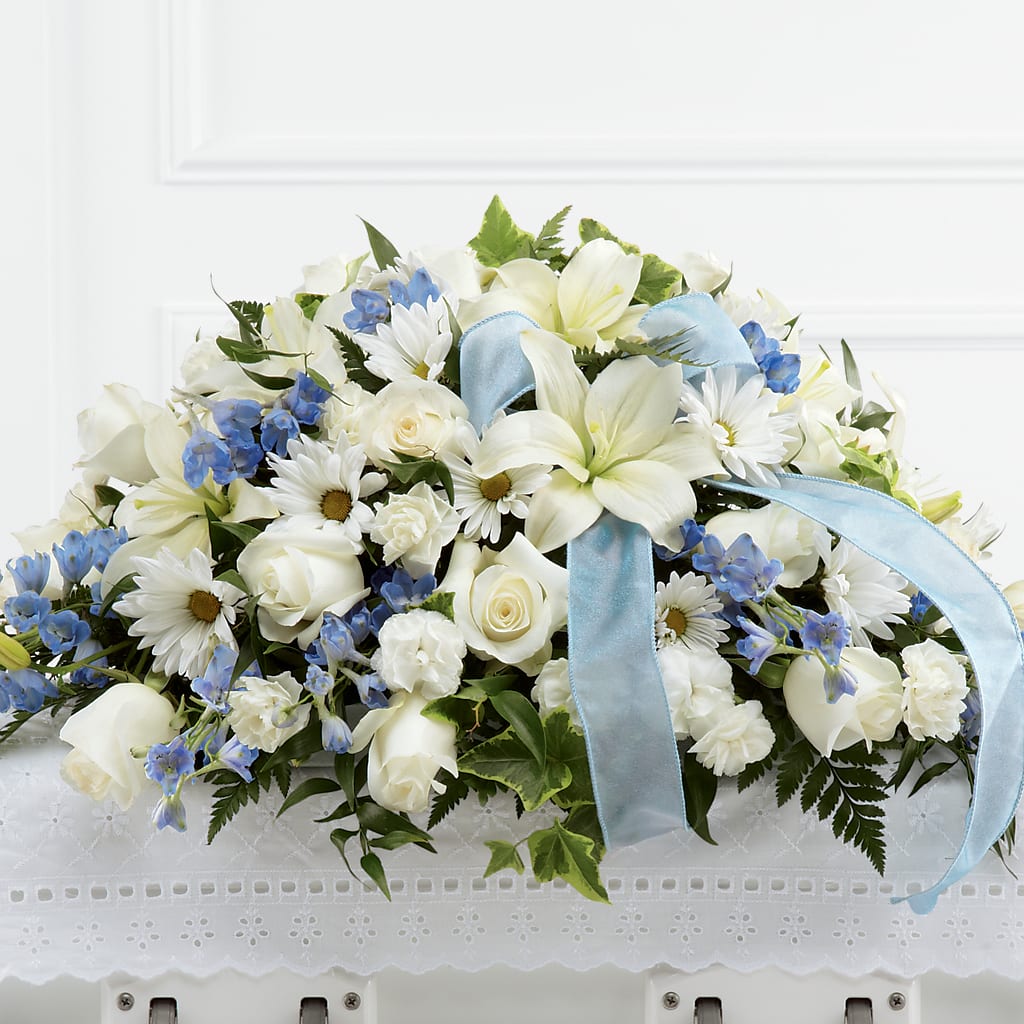 Tender Treasure Casket Spray – Rosehaus Floral, Suamico WI