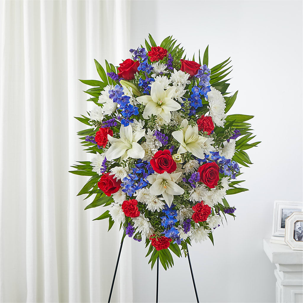 Cherished Service Standing Spray – Rosehaus Floral, Suamico WI