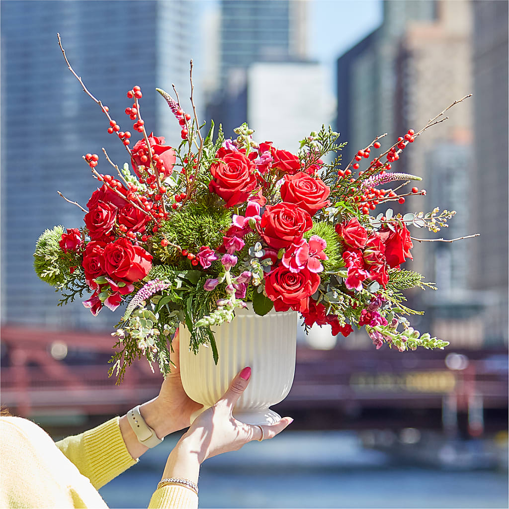 Big Red Bow Bouquet –  Rosehaus Floral, Suamico WI