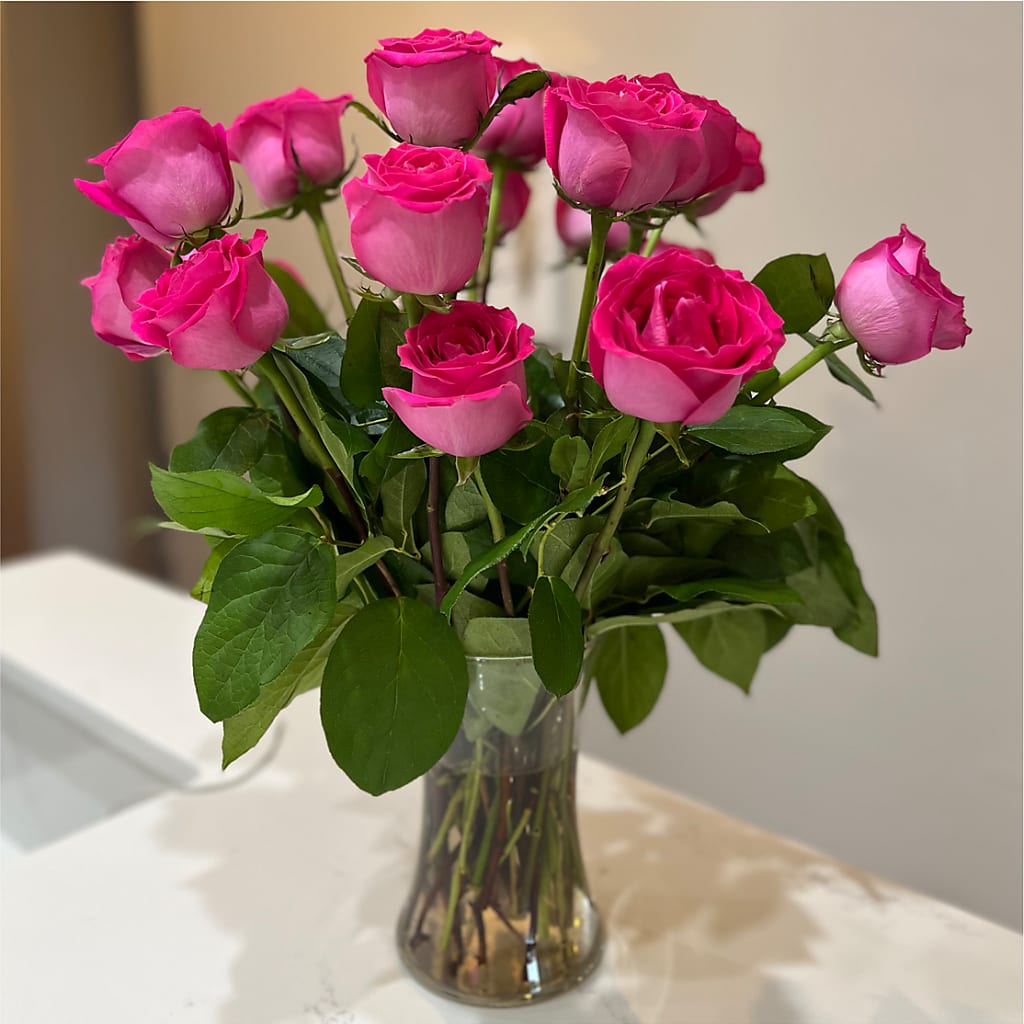 Long Stem Pink Rose Bouquet –  Rosehaus Floral, Suamico WI