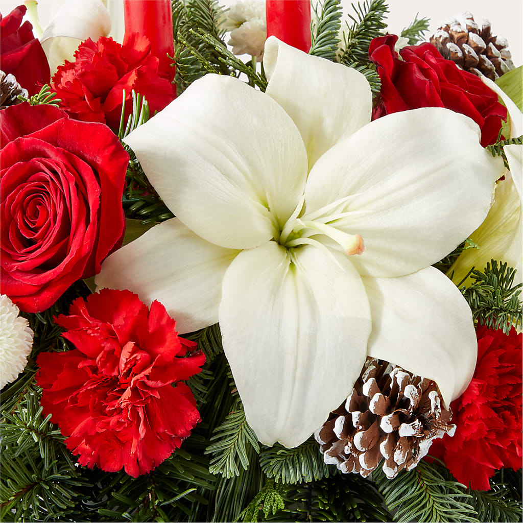 Seasonal Festivities Centerpiece –  Rosehaus Floral, Suamico WI